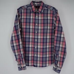 UNTUCKit Mens Pink Blue Plaid Long Sleeve Button Up Shirt Slim Fit Small Preppy